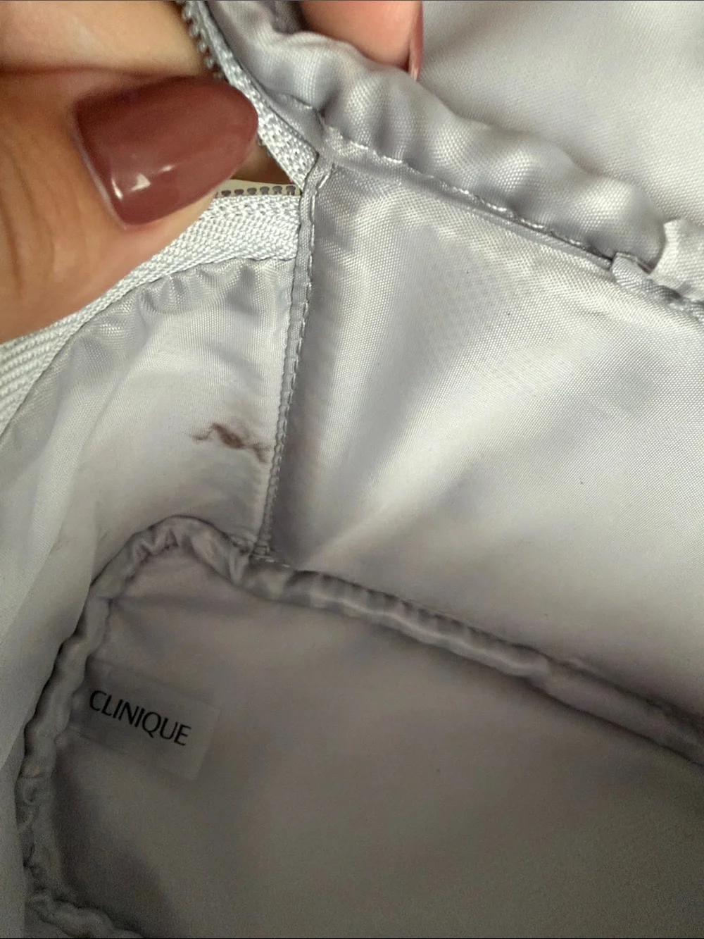 Clinique Small Light Silver Cosmetic Pouch
